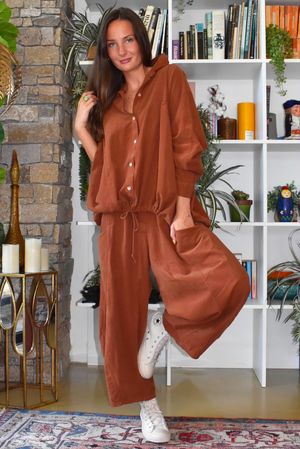 Arbi Needlecord Bomber Blouse Chestnut